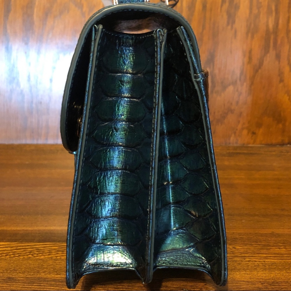 NWT-Brahmin-Small Hallie-Evergreen Kalopsia-TopHandle Satchel-SnakeEmbossed-$375 - Picture 7 of 16